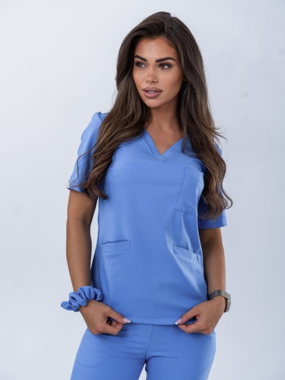 Bluza medyczna damska scrubs BASIC SMOKY BLUE