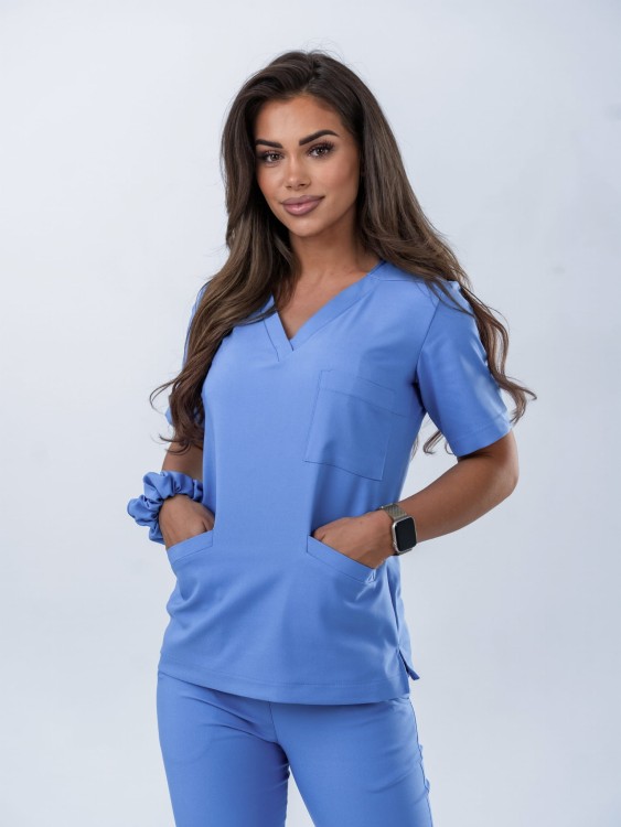 Bluza medyczna damska scrubs BASIC SMOKY BLUE