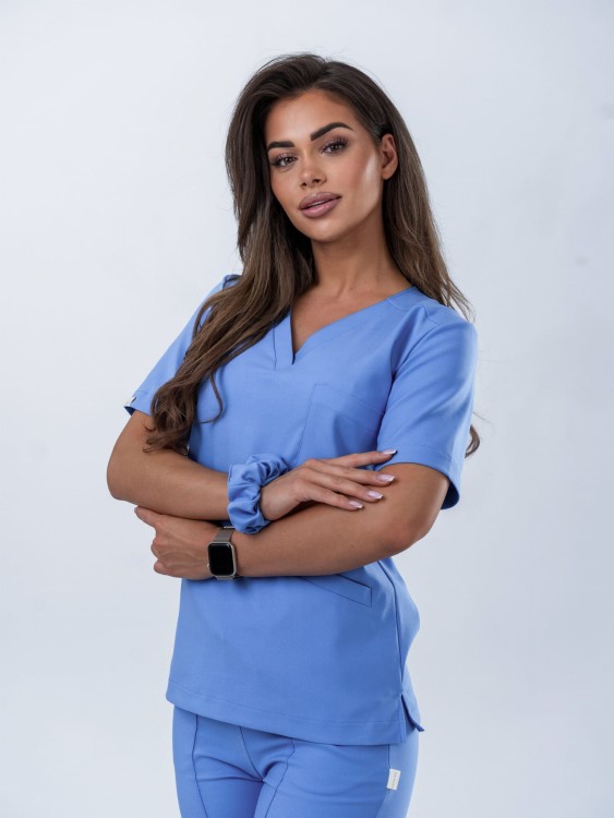 Bluza medyczna damska scrubs BASIC SMOKY BLUE