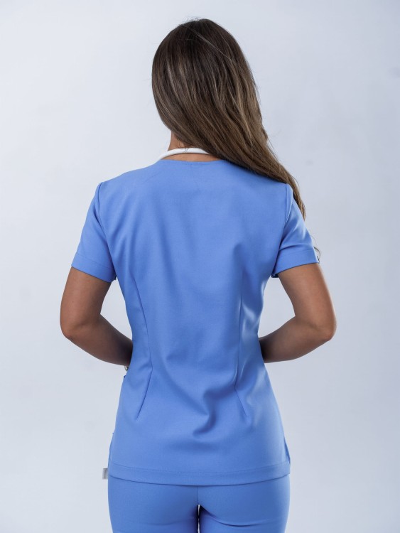 Bluza medyczna damska scrubs Slim Smoky Blue, niebieska