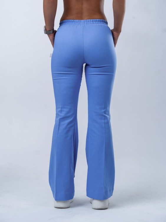 Spodnie medyczne damskie scrubs DZWONY SMOKY BLUE