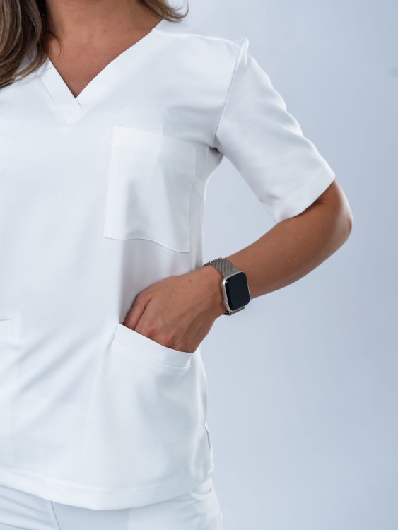 Bluza medyczna damska scrubs BASIC WHITE