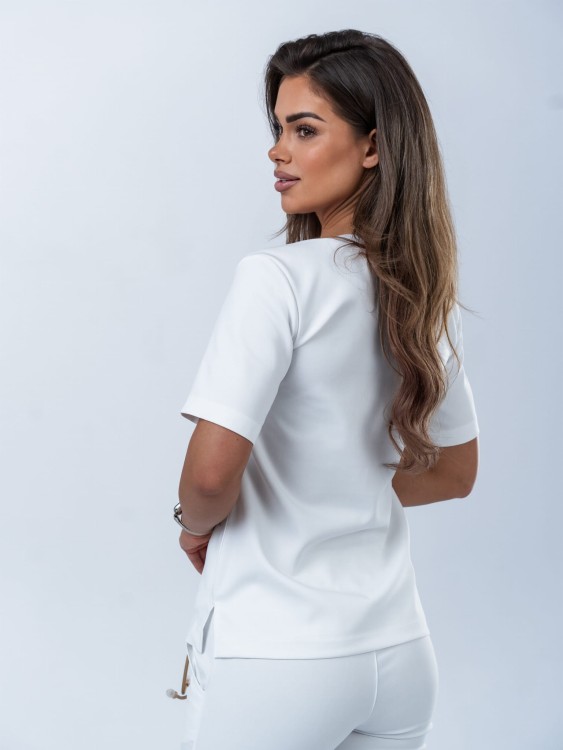 Bluza medyczna damska scrubs BASIC WHITE