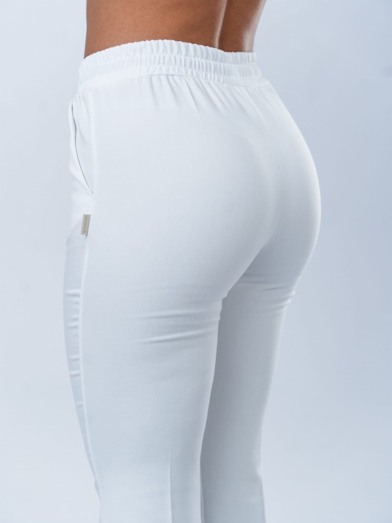 Spodnie medyczne damskie scrubs DZWONY WHITE