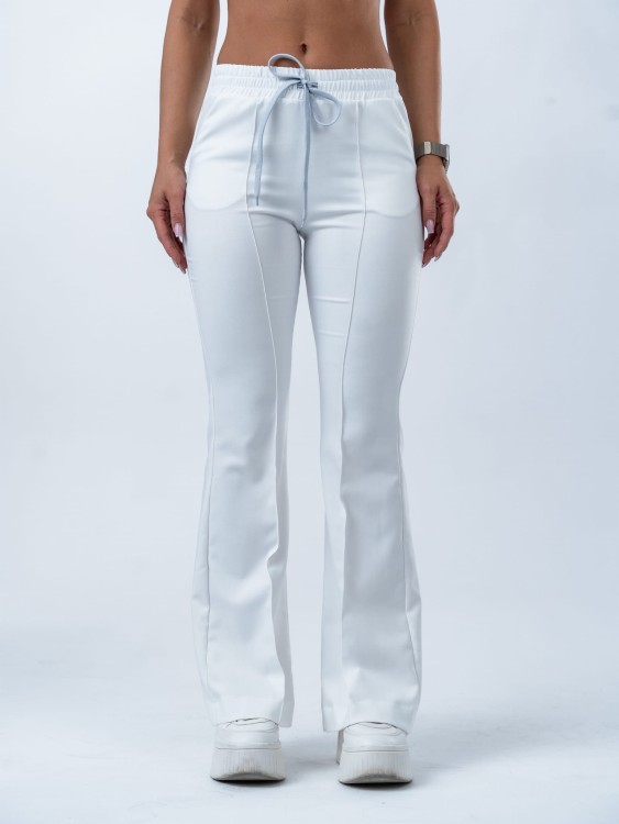 Spodnie medyczne damskie scrubs DZWONY WHITE