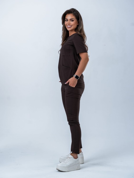 Bluza medyczna damska scrubs czekolada