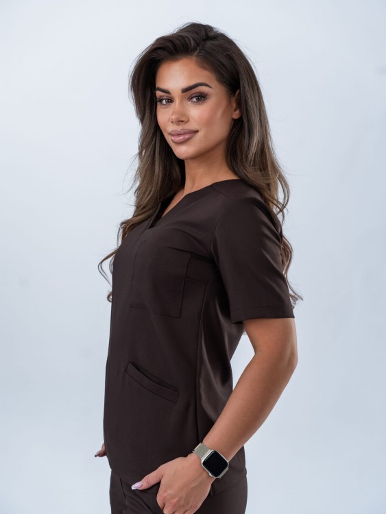 Bluza medyczna damska scrubs czekolada