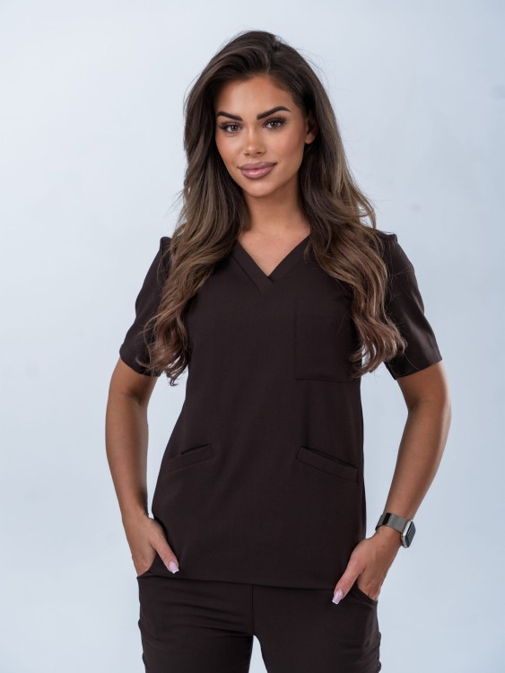 Bluza medyczna damska scrubs czekolada