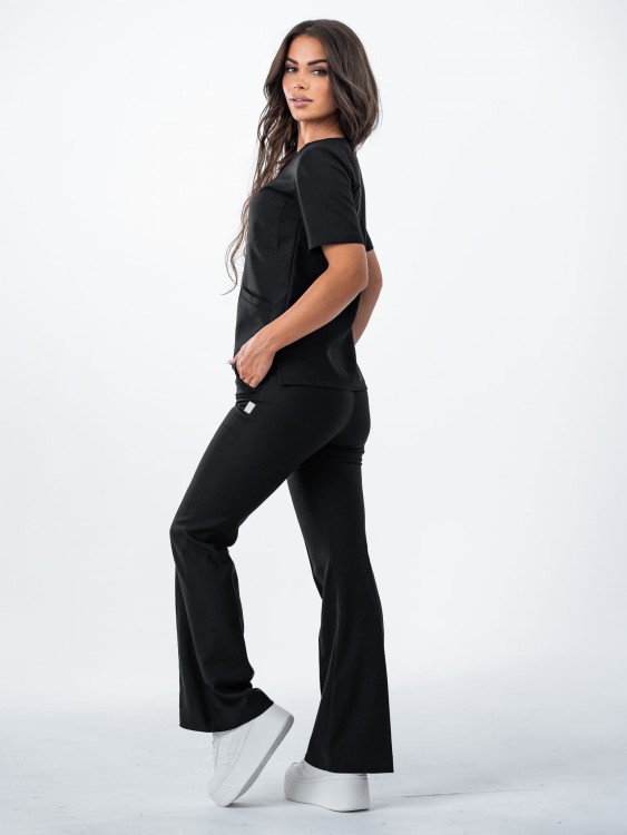 Bluza medyczna damska scrubs BASIC CZARNA