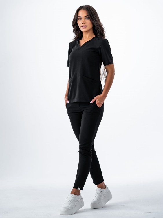 Bluza medyczna damska scrubs BASIC CZARNA