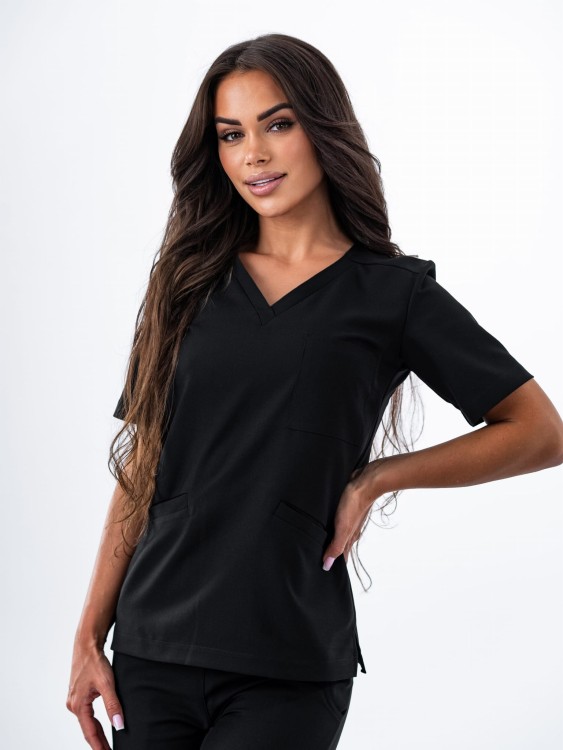 Bluza medyczna damska scrubs BASIC CZARNA