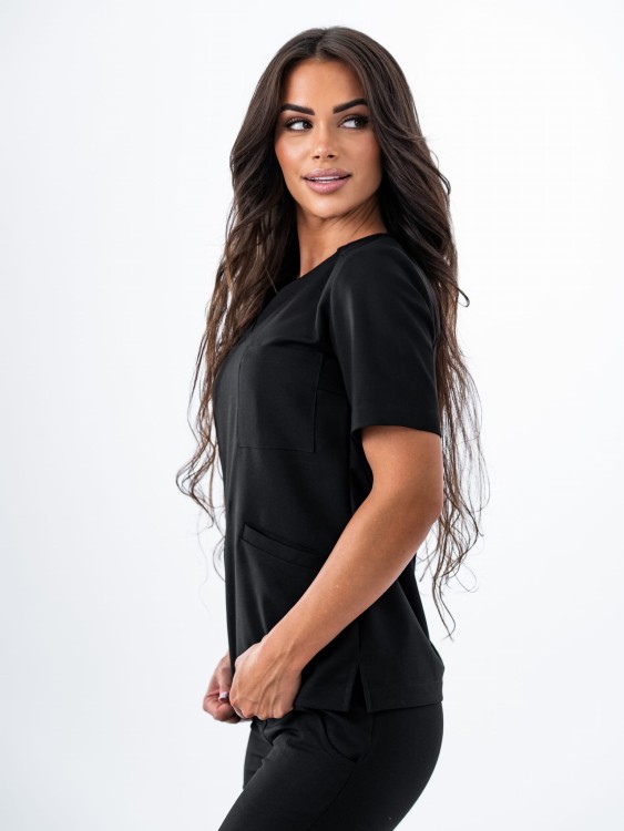 Bluza medyczna damska scrubs BASIC CZARNA