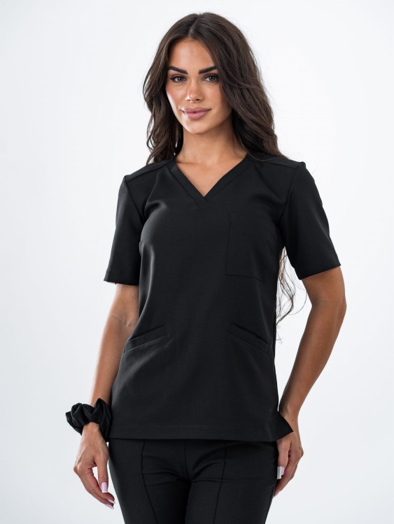 Bluza medyczna damska scrubs BASIC CZARNA