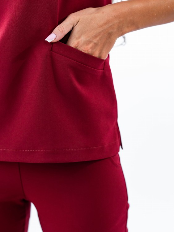 Bluza medyczna damska scrubs BASIC BORDO