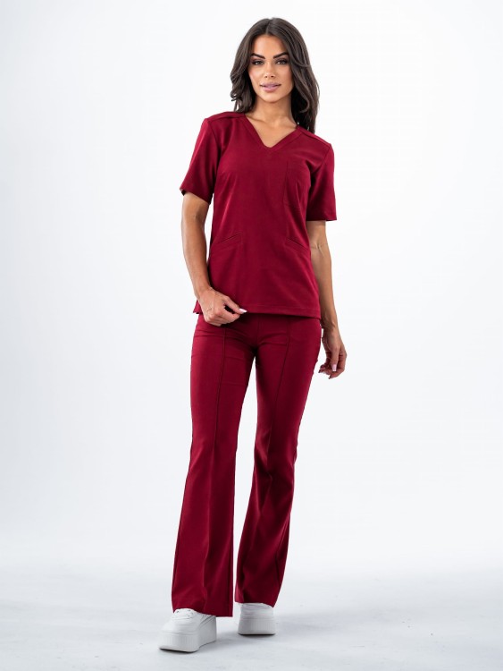 Bluza medyczna damska scrubs BASIC BORDO