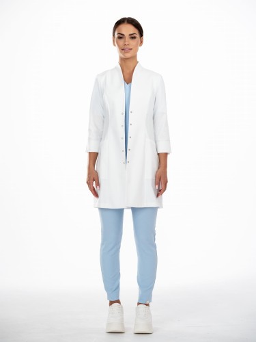 Fartuch medyczno-kosmetyczny CLASSY WHITE długi biały