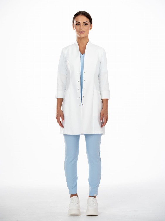 Fartuch medyczno-kosmetyczny CLASSY WHITE długi biały