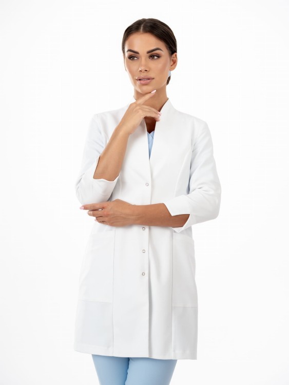 Fartuch medyczno-kosmetyczny CLASSY WHITE długi biały