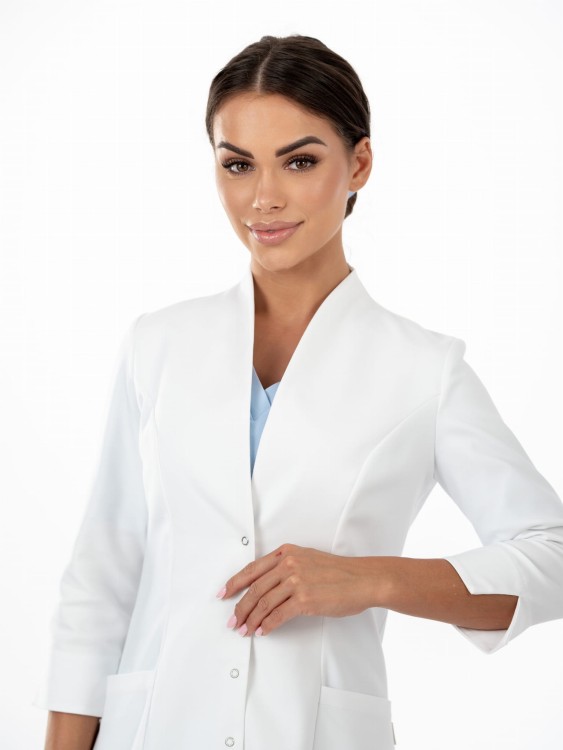 Fartuch medyczno-kosmetyczny CLASSY WHITE długi biały