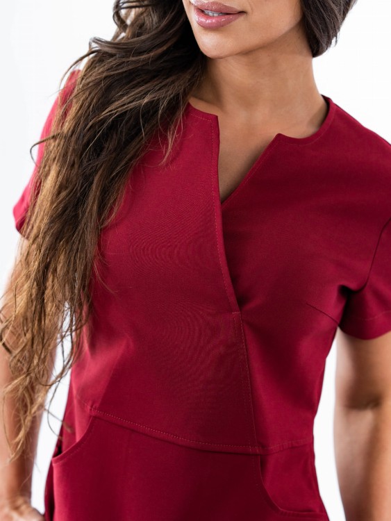 Bluza medyczna damska scrubs SLIM BORDO