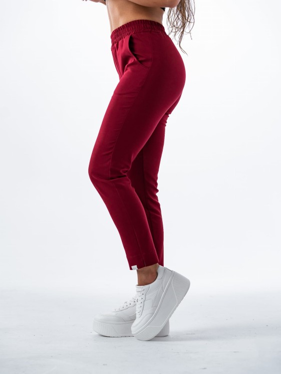 Spodnie medyczne damskie scrubs PROSTE BORDO