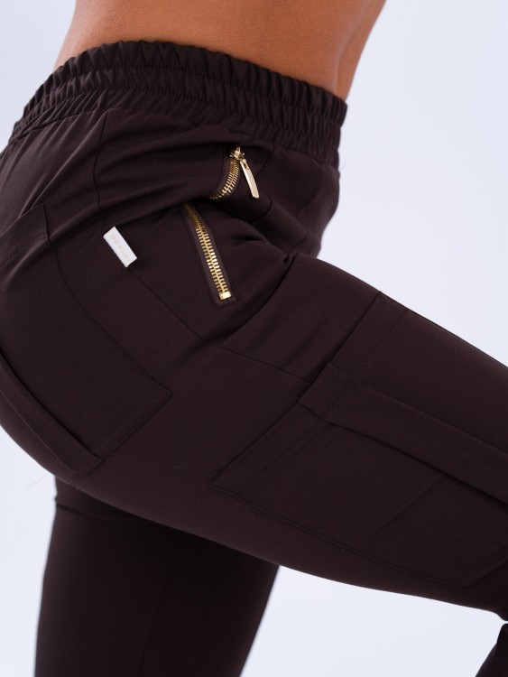 Spodnie medyczne damskie scrubs joggery GOLD CZEKOLADA