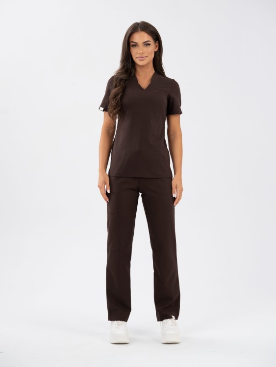 Bluza medyczna damska scrubs COMFY CZEKOLADA