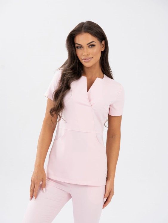 Bluza medyczna damska scrubs Slim powder pink, pudrowy róż