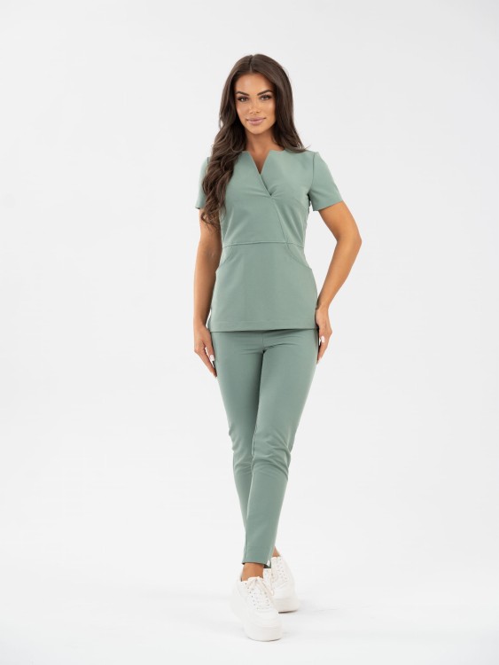 Bluza medyczna damska scrubs ULTRA SLIM DUSTY HERB