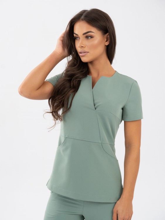 Bluza medyczna damska scrubs ULTRA SLIM DUSTY HERB