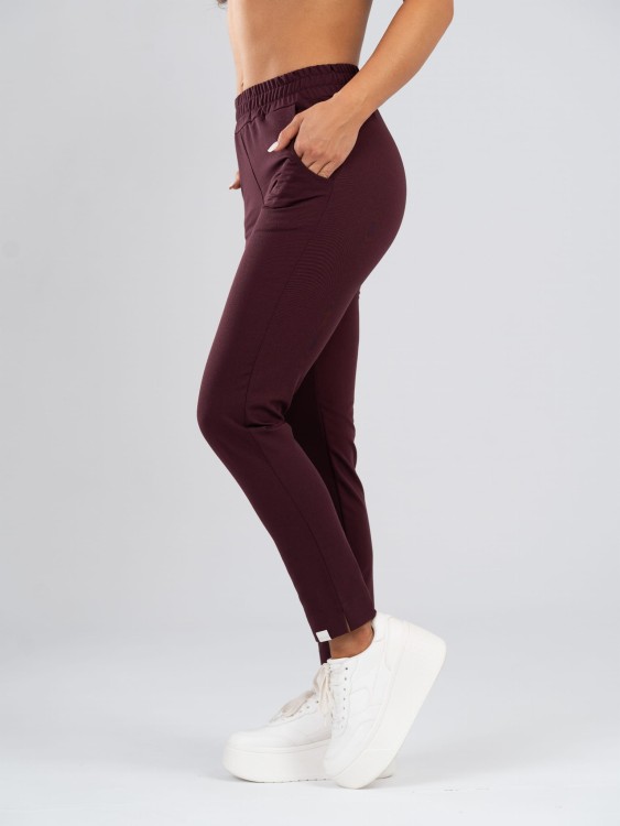 Spodnie medyczne damskie scrubs ULTRA PROSTE CHOCO PLUM