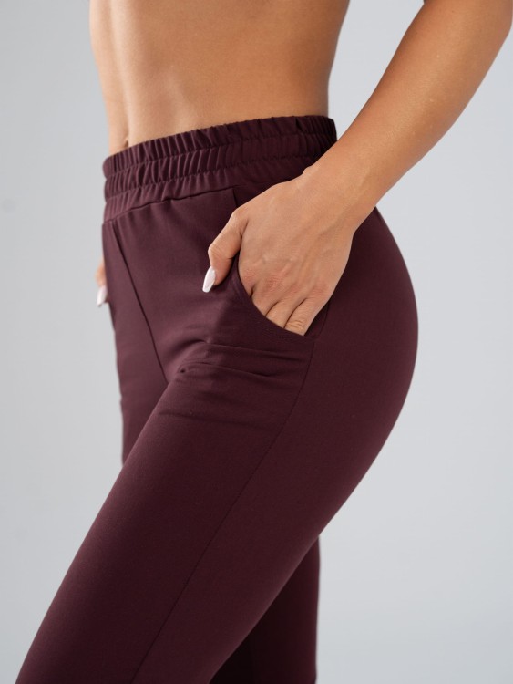 Spodnie medyczne damskie scrubs ULTRA PROSTE CHOCO PLUM