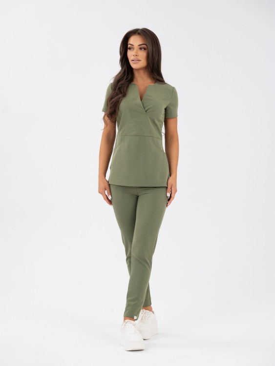 Bluza medyczna damska scrubs ULTRA SLIM SOFT OLIVE