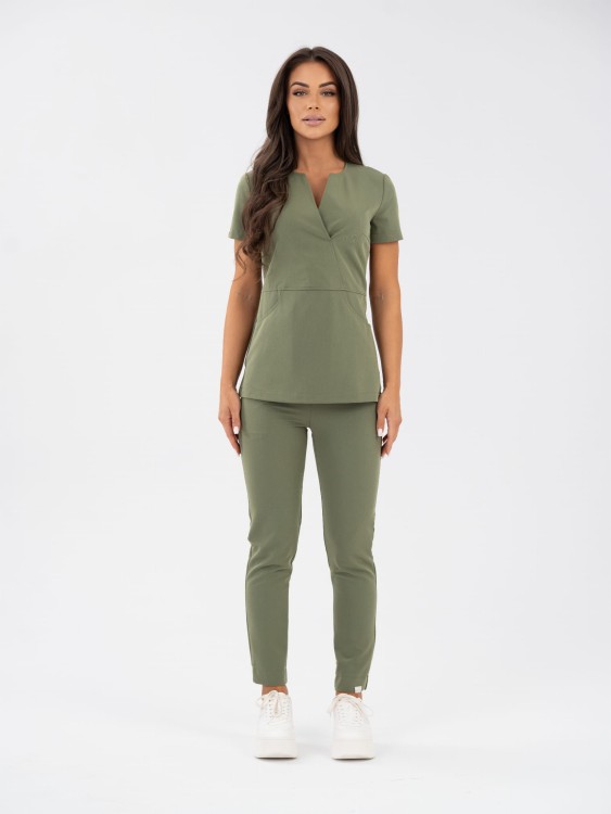 Spodnie medyczne damskie scrubs ULTRA PROSTE CHOCO PLUM