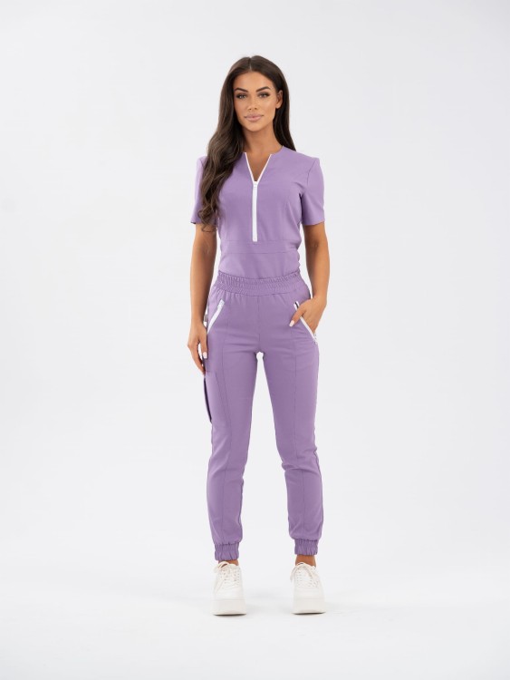 Spodnie medyczne damskie scrubs joggery SPORT MOONLIGHT LILAC