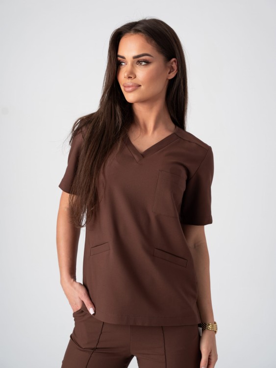 Bluza medyczna damska scrubs BASIC CINNAMON BROWN