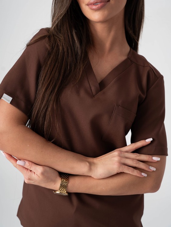 Bluza medyczna damska scrubs BASIC CINNAMON BROWN