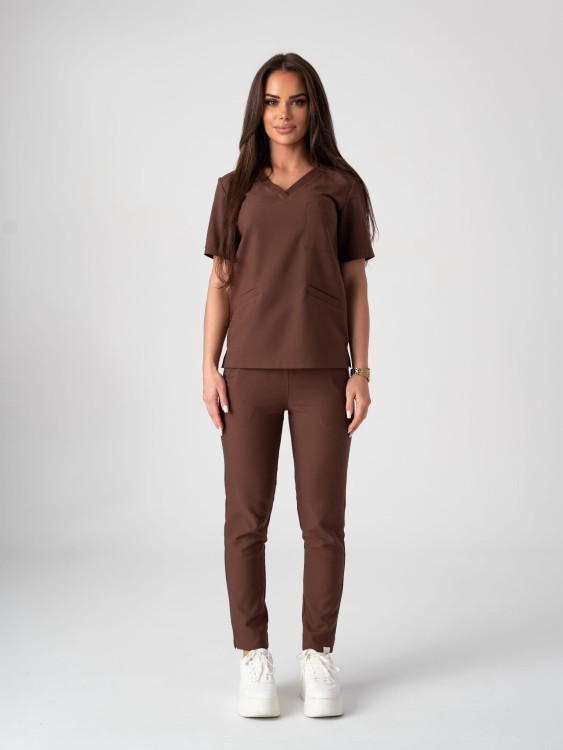 Bluza medyczna damska scrubs BASIC CINNAMON BROWN