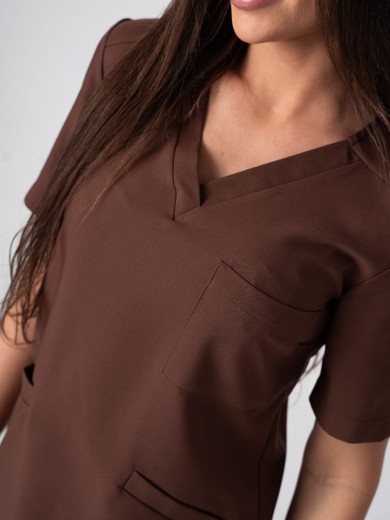 Bluza medyczna damska scrubs BASIC CINNAMON BROWN