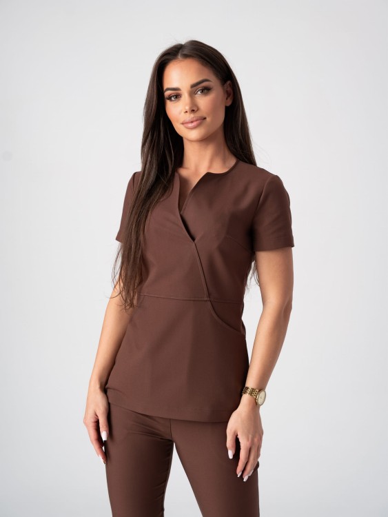 Bluza medyczna damska scrubs SLIM CINNAMON BROWN