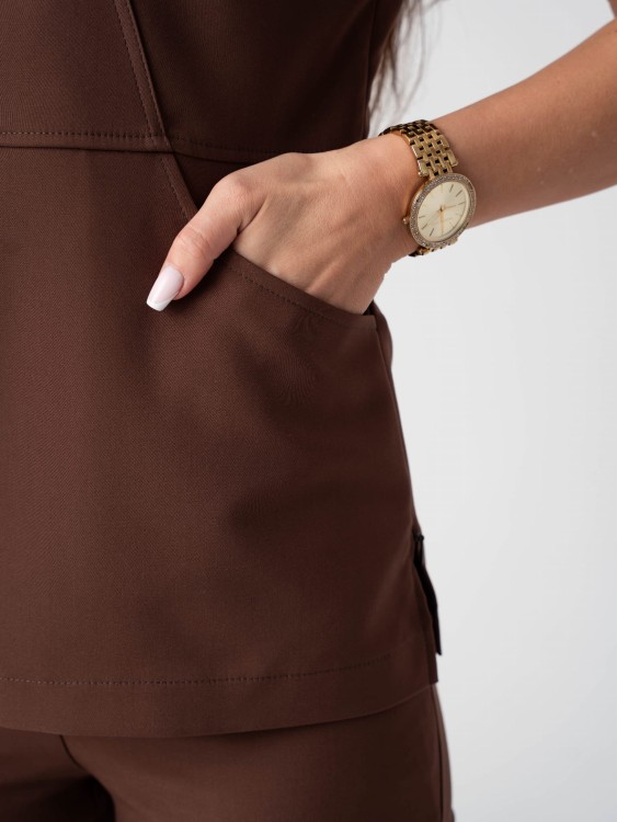 Bluza medyczna damska scrubs SLIM CINNAMON BROWN