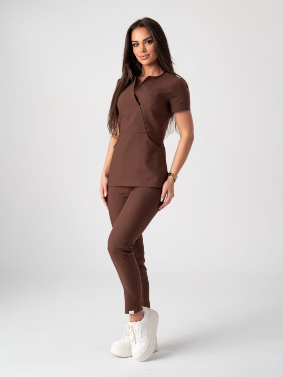 Bluza medyczna damska scrubs SLIM CINNAMON BROWN