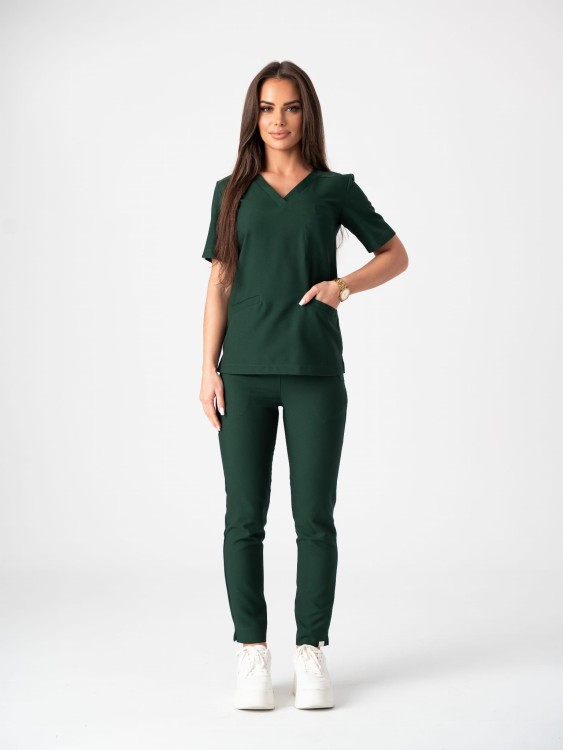Spodnie medyczne damskie scrubs PROSTE DARK FOREST