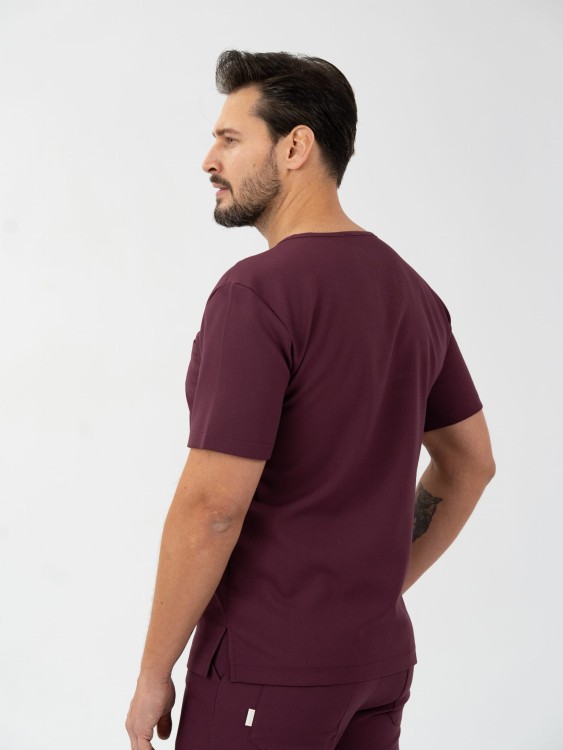Bluza medyczna męska scrubs BASIC ŚLIWKA W CZEKOLADZIE