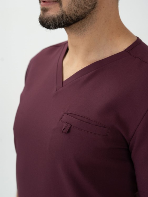 Bluza medyczna męska scrubs BASIC ŚLIWKA W CZEKOLADZIE
