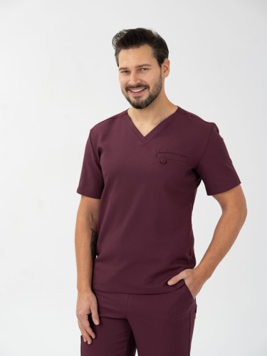 Bluza medyczna męska scrubs BASIC ŚLIWKA W CZEKOLADZIE