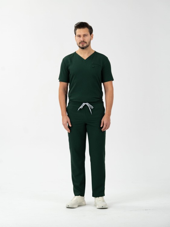 Spodnie medyczne męskie scrubs BASIC DARK FOREST