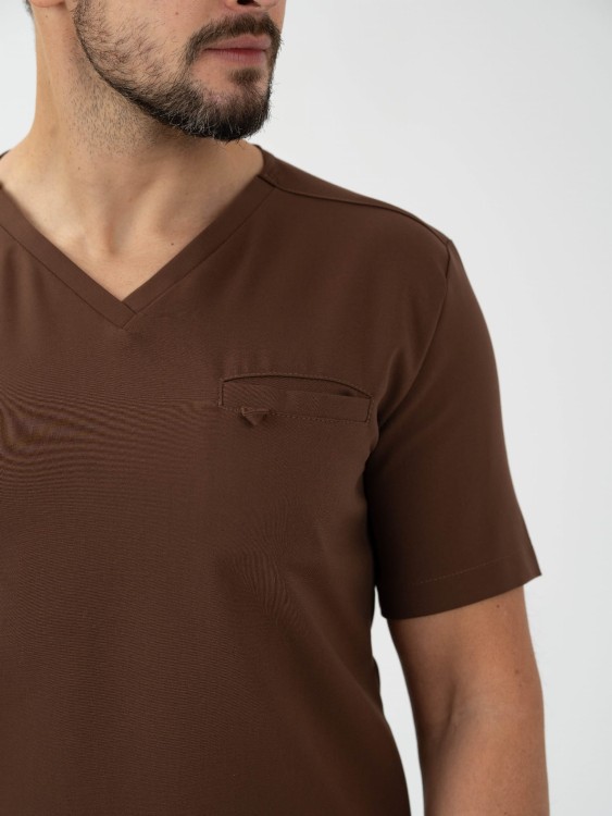 Bluza medyczna męska scrubs BASIC CINNAMON BROWN