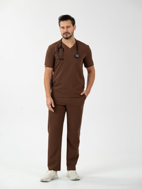 Spodnie medyczne męskie scrubs BASIC CINNAMON BROWN