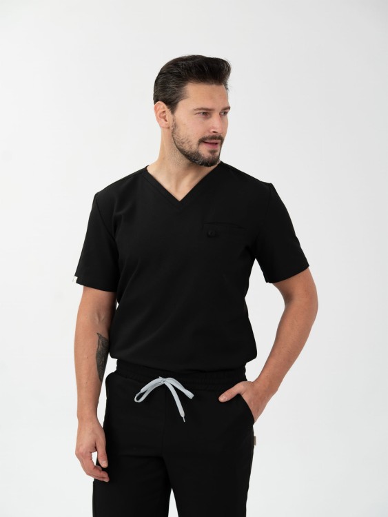 Bluza medyczna męska scrubs BASIC CZARNA